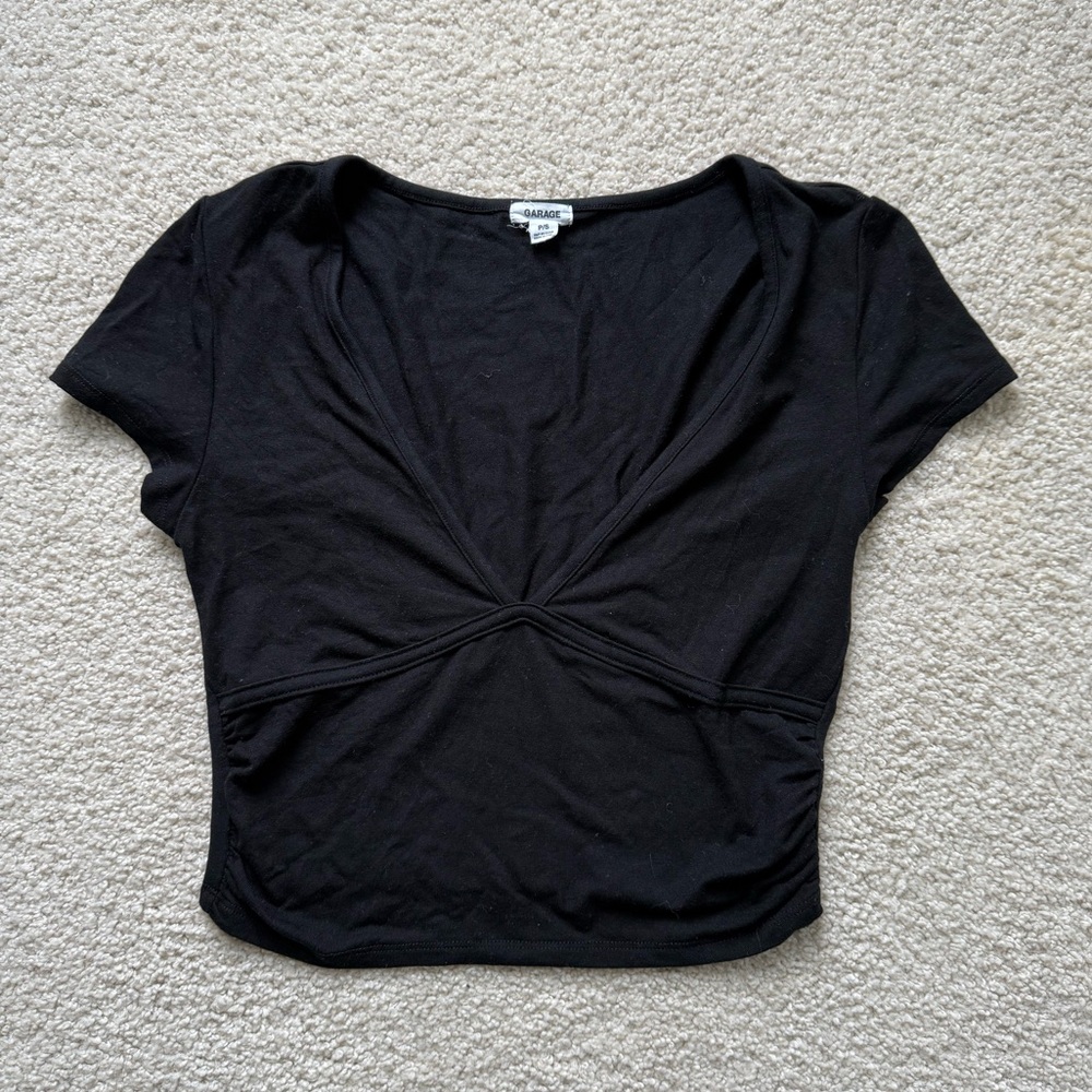 Classic Black V-neck Women's Crop Top